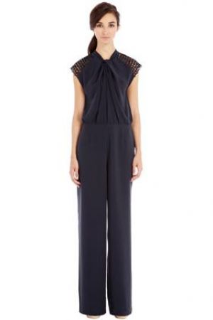 Warehouse TWIST NECK JUMPSUIT Blue dark.jpg